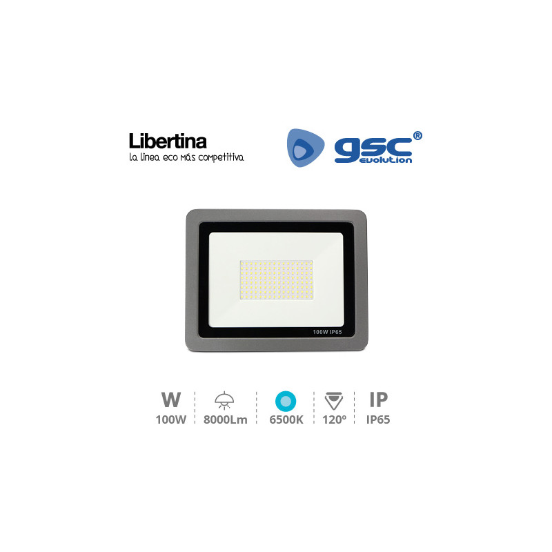 PROYECTOR LED 100W 6500K IP65 Gris - Libertina