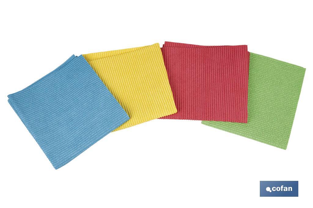 PACK DE 4  BAYETAS SUPER PRO AZUL, ROJO, AMARILLO , VERDE 38 X 35 CM