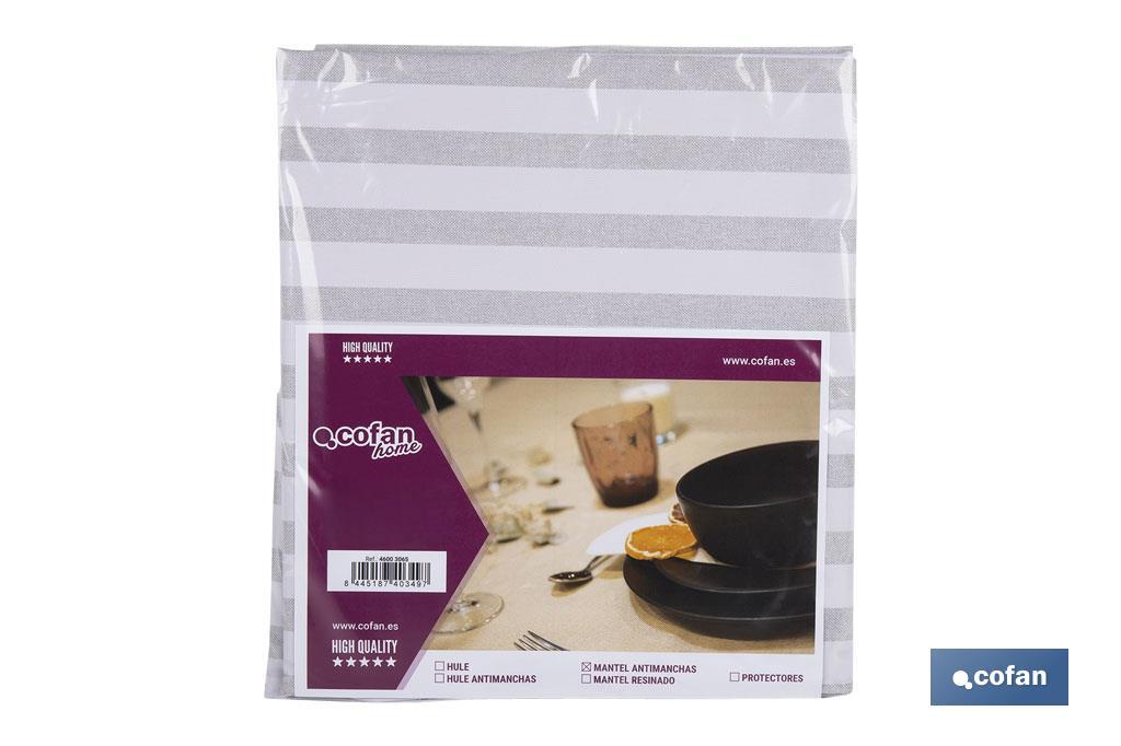 MANTEL ANTIMANCHAS RAYAS BEIGE Y BLANCAS   1,40 X 1,40 (PACK: 1 UDS)