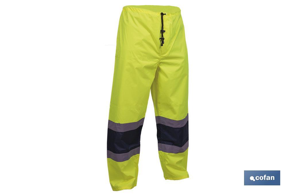 Pantalón de lluvia de alta visibilidad | Bandas de alta visibilidad | Color: amarillo y azul | Disponible desde la talla S hast