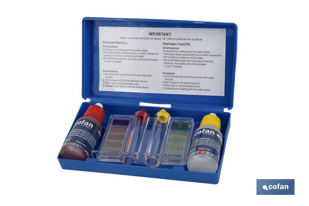 Kit con test de cloro y pH para piscinas | Medidor y analizador de agua